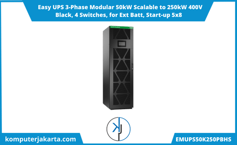 Jual Easy UPS 3-Phase Modular 50kW Scalable to 250kW 400V Black, 4 Switches, for Ext Batt, Start-up 5x8 EMUPS50K250PBHS