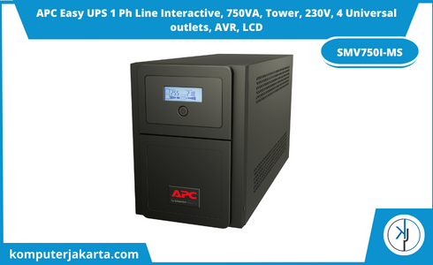 Jual APC Easy UPS 1 Ph Line Interactive, 750VA, Tower, 230V, 4 Universal outlets, AVR, LCD SMV750I-MS